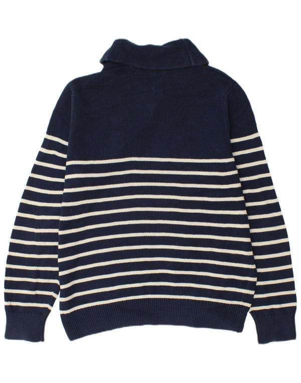 Tommy Hilfiger Mens Shawl Neck Jumper Sweater Large Navy Blue Striped