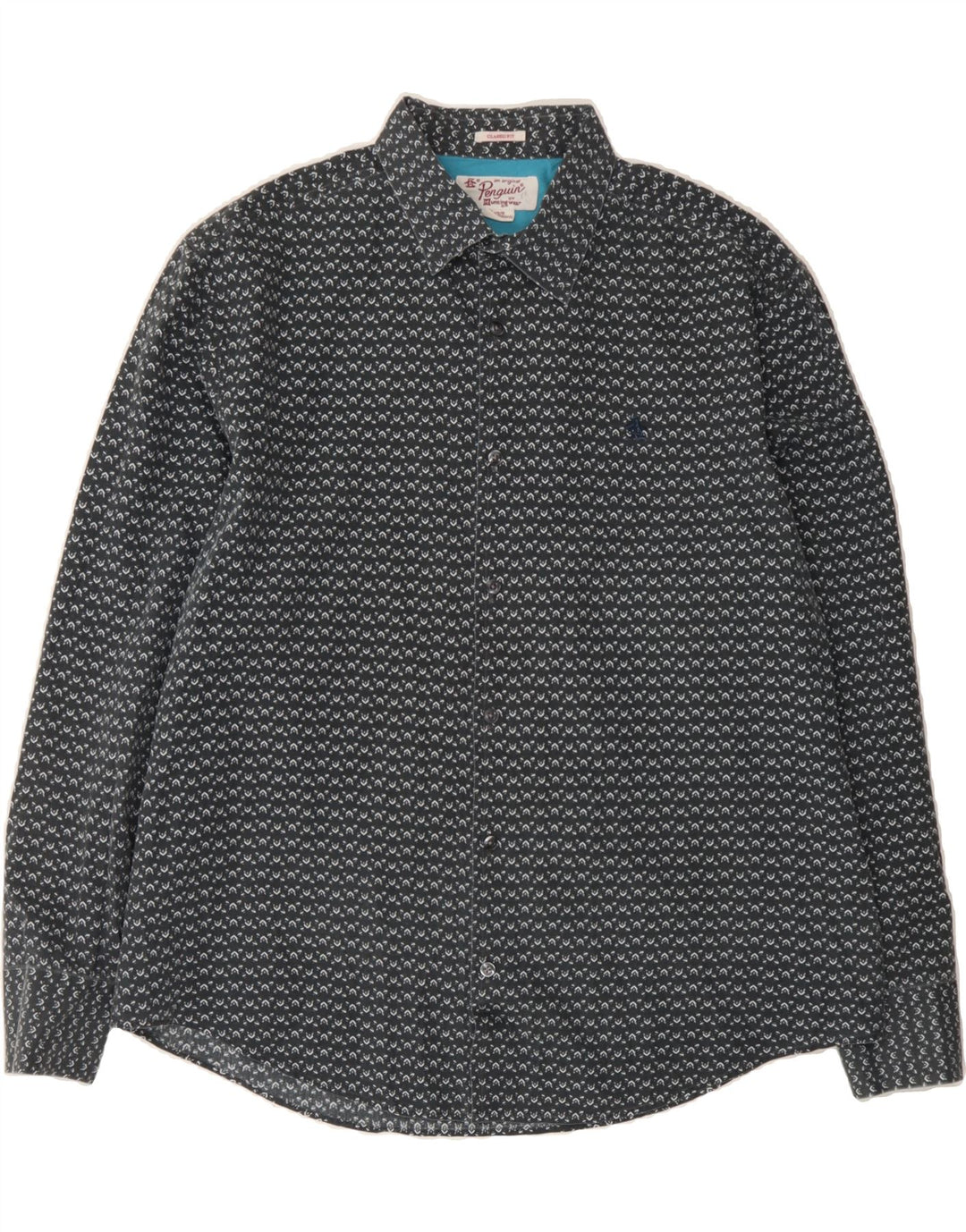 PENGUIN Mens Classic Fit Shirt Large Black Spotted Cotton Vintage Penguin and Second-Hand Penguin from Messina Hembry 