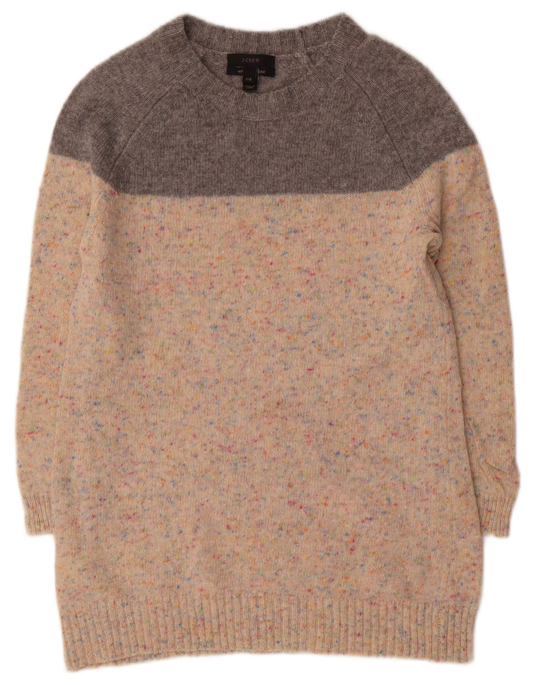 J. CREW Womens Boat Neck Jumper Sweater UK 2 2XS Beige Colourblock Wool