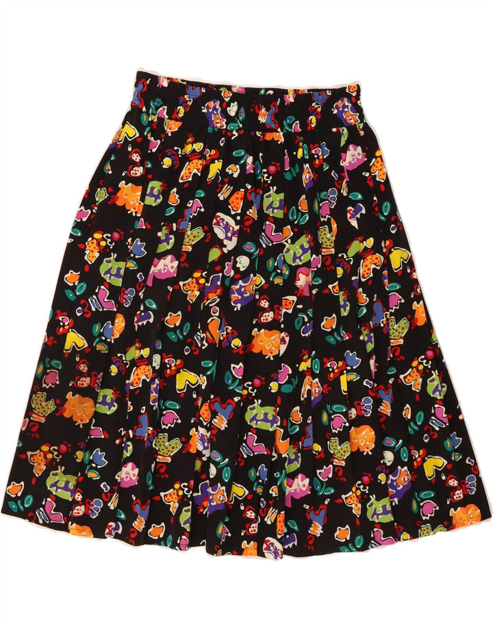 VINTAGE Womens Abstract Pattern A-Line Skirt EU 40 Medium W24  Black Vintage Vintage and Second-Hand Vintage from Messina Hembry 