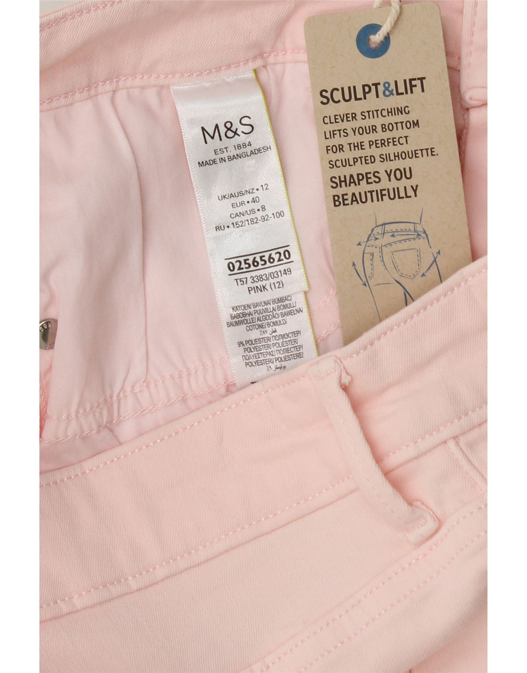 MARKS & SPENCER Womens Denim Shorts UK 12 Medium W30 Pink Cotton