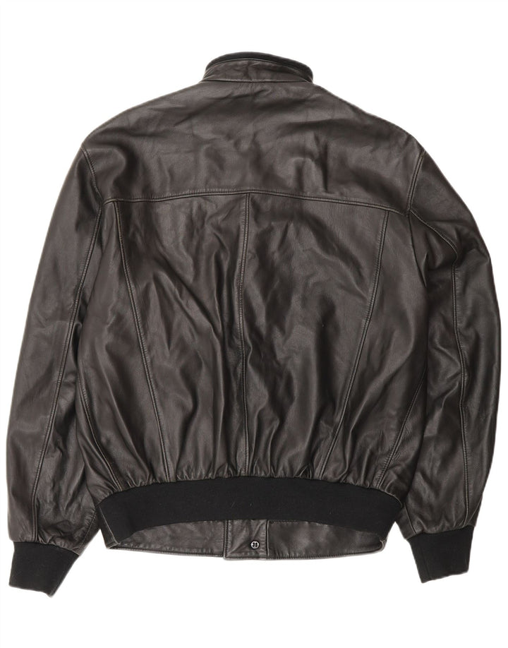 Vintage Mens Leather Jacket IT 48 Medium Black Leather