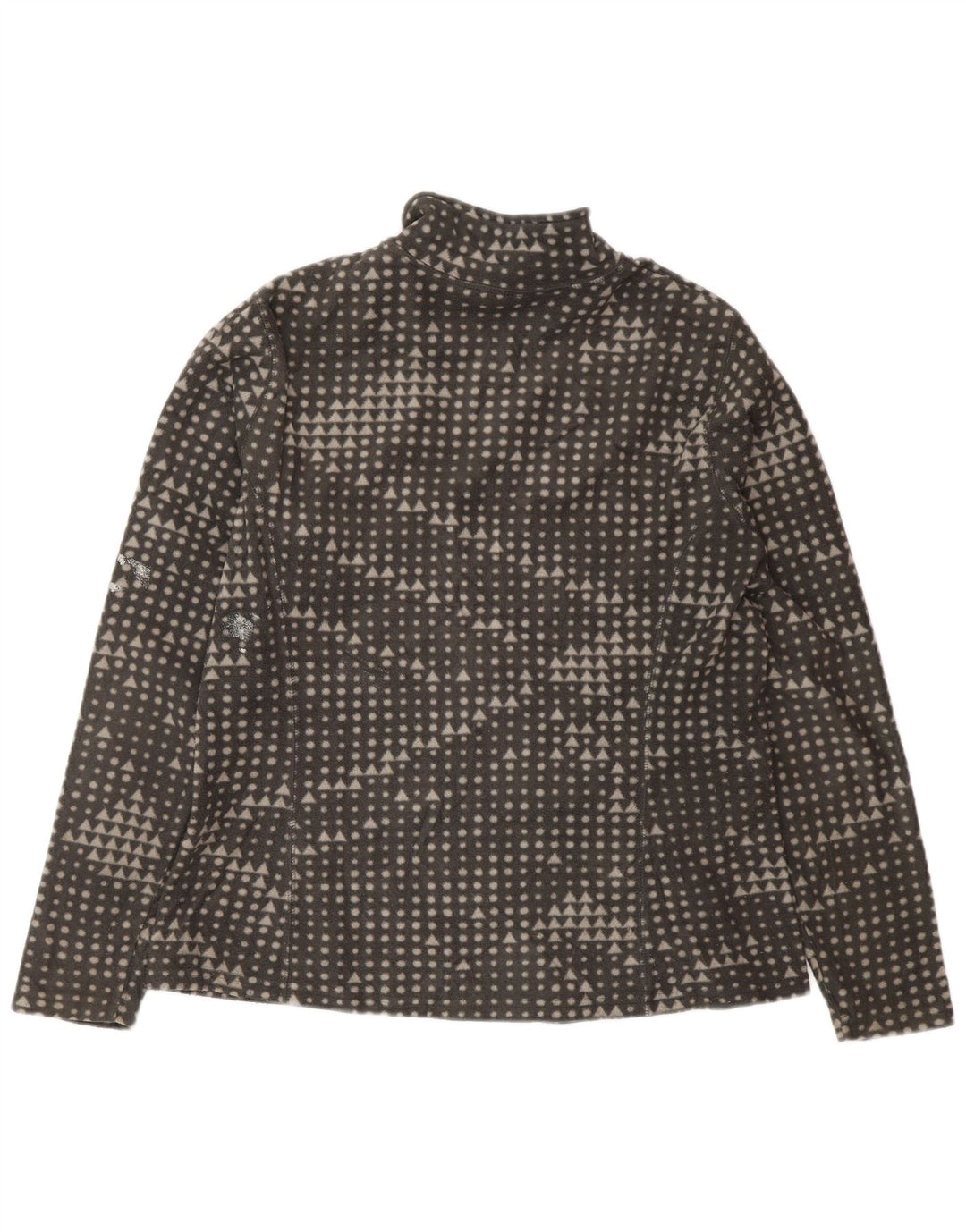 Eddie Bauer Womens Fleece Jacket UK 14 Medium Grey Geometric Polyester