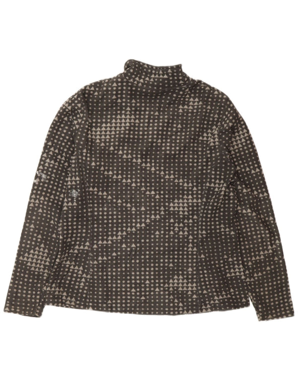 Eddie Bauer Womens Fleece Jacket UK 14 Medium Grey Geometric Polyester