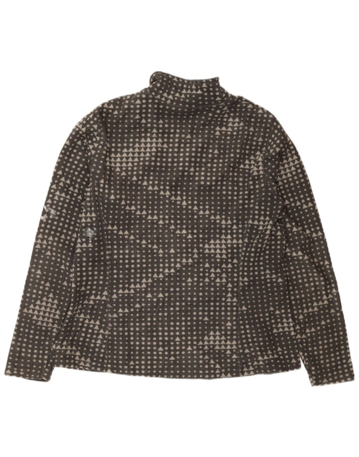 Eddie Bauer Womens Fleece Jacket UK 14 Medium Grey Geometric Polyester