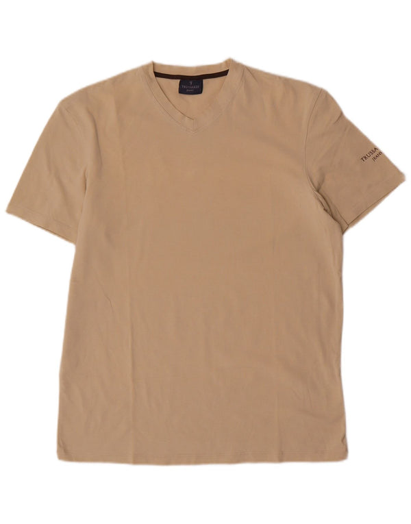 Trussardi Jeans Womens T-Shirt Top UK 14 Medium Beige Cotton