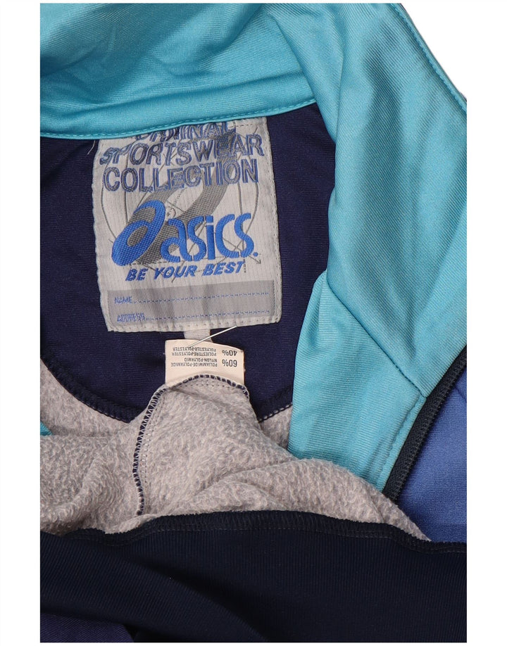 Asics Mens Graphic Tracksuit Top Jacket Medium Blue Colourblock Polyamide