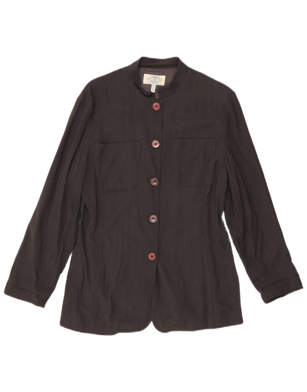 ARMANI JEANS Womens 5 Button Blazer Jacket UK 14 Large Black Viscose