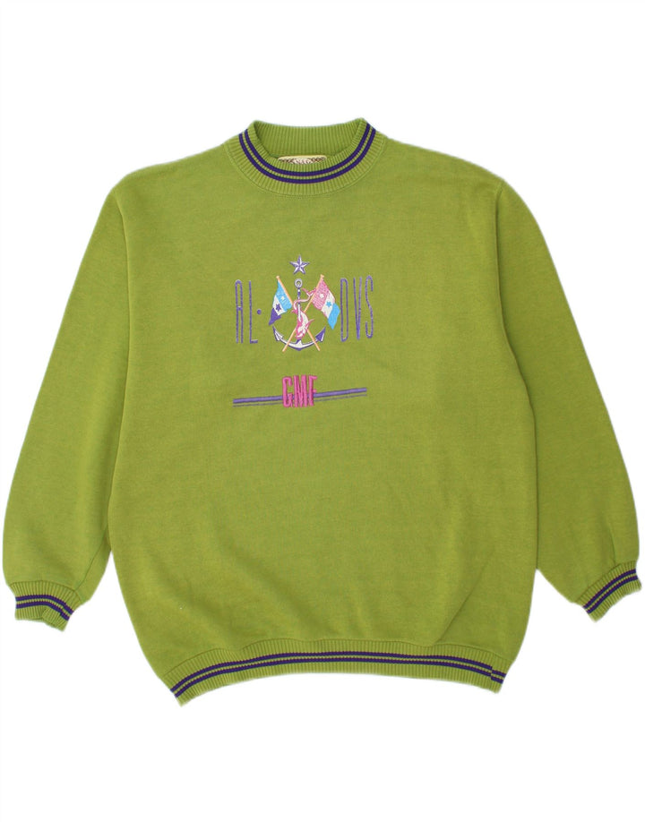 GYMNASIUM Mens Graphic Sweatshirt Jumper Medium Green Vintage Gymnasium and Second-Hand Gymnasium from Messina Hembry 