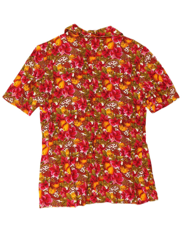 Vintage Womens Short Sleeve Shirt Blouse UK 12 Medium Multicoloured Floral