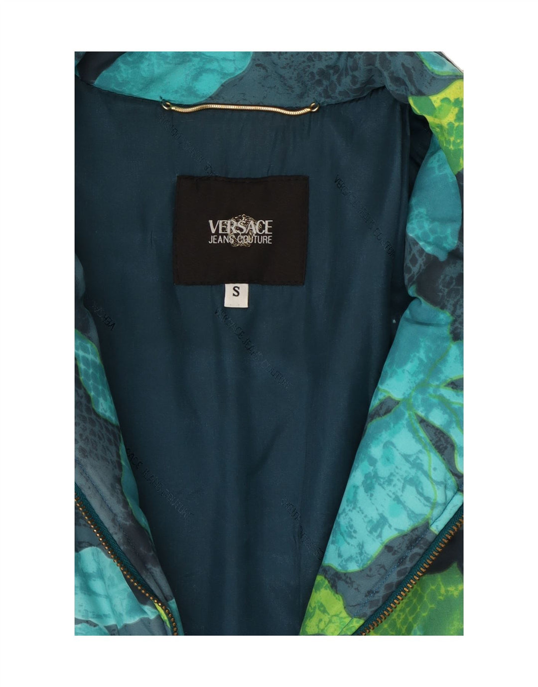 VERSACE Womens Windbreaker Jacket UK 10 Small Blue Floral Polyamide Vintage Versace and Second-Hand Versace from Messina Hembry 