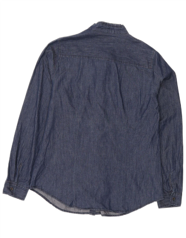 IZOD Womens Denim Shirt UK 10 Small Navy Blue Cotton