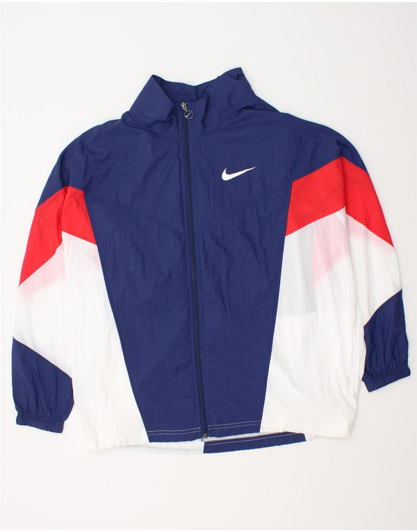 Nike Mens Tracksuit Top Jacket Large Navy Blue Colourblock Nylon