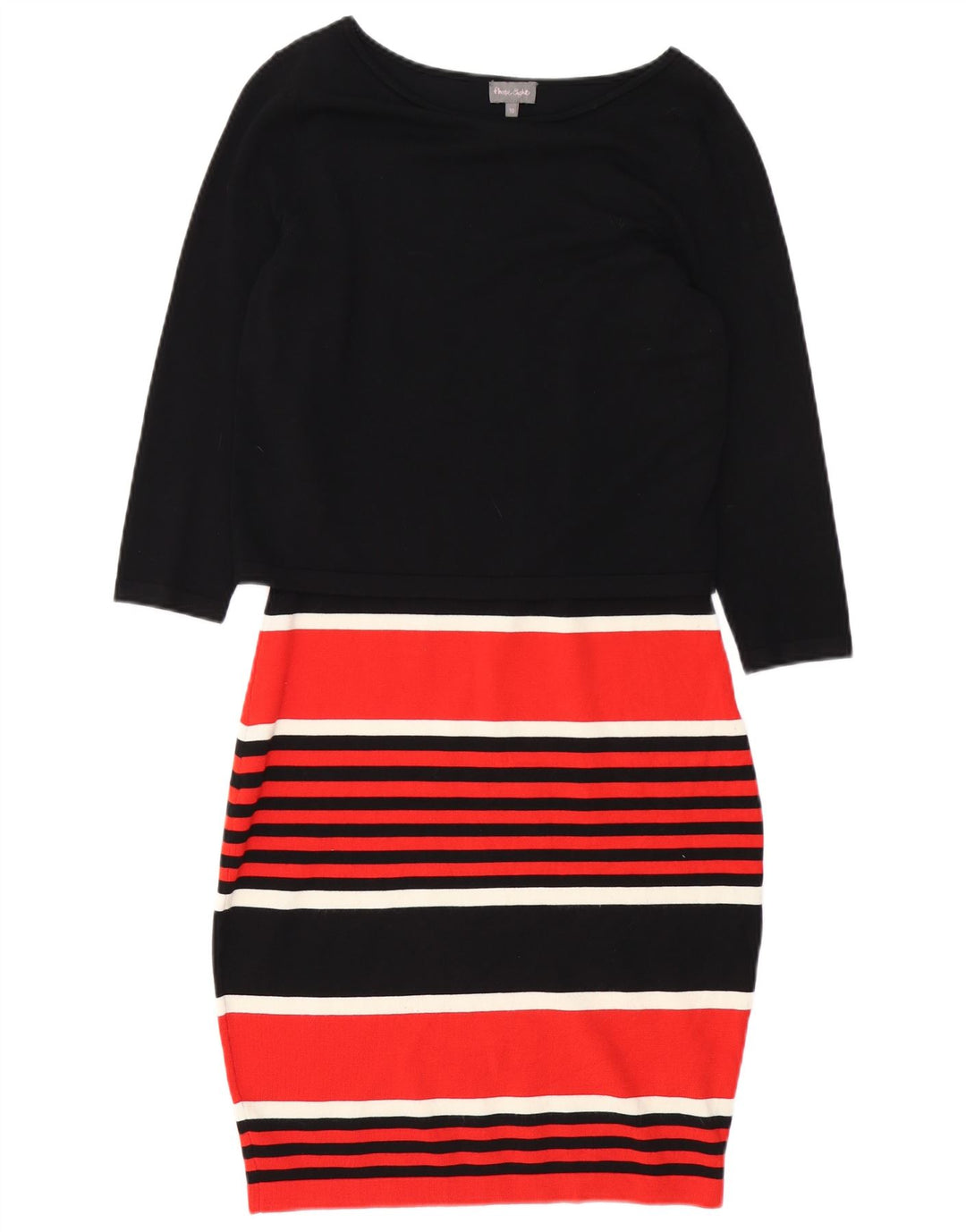 PHASE EIGHT Womens 3/4 Sleeve Jumper Dress UK 10 Small Black Striped