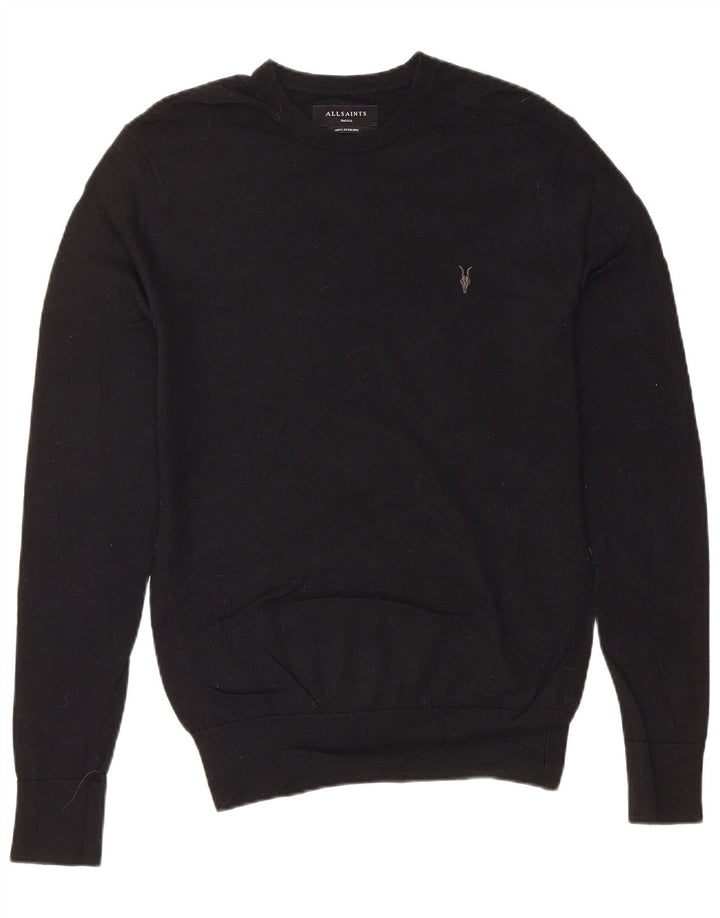 ALL SAINTS Mens Crew Neck Jumper Sweater Small Black Merino Wool