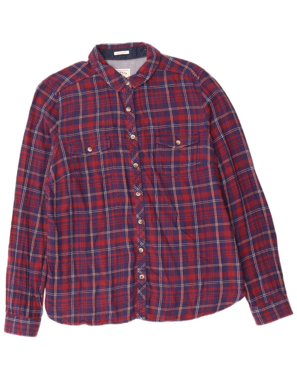 Fat Face Womens Classic Fit Flannel Shirt UK 16 Large Blue Check Cotton