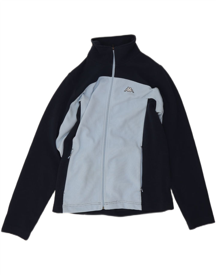 Kappa Womens Tracksuit Top Jacket UK 14 Medium Navy Blue Colourblock