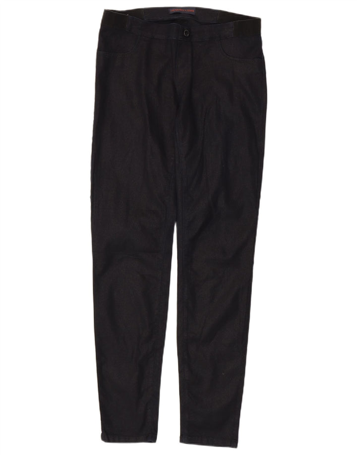 TRUSSARDI Womens Slim Casual Trousers Large W32 L30 Navy Blue Cotton