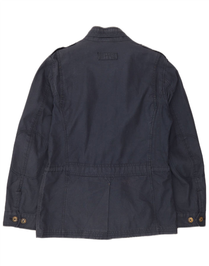 MASSIMO DUTTI Mens Military Jacket UK 36 Small Navy Blue