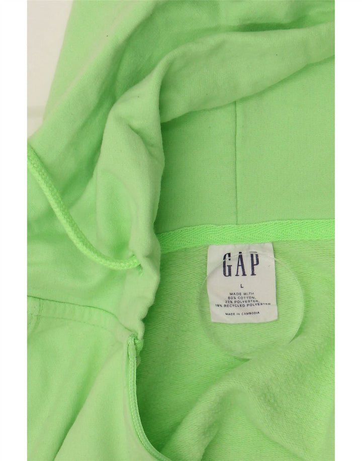 GAP Womens Graphic Zip Hoodie Sweater UK 16 Large Green Cotton