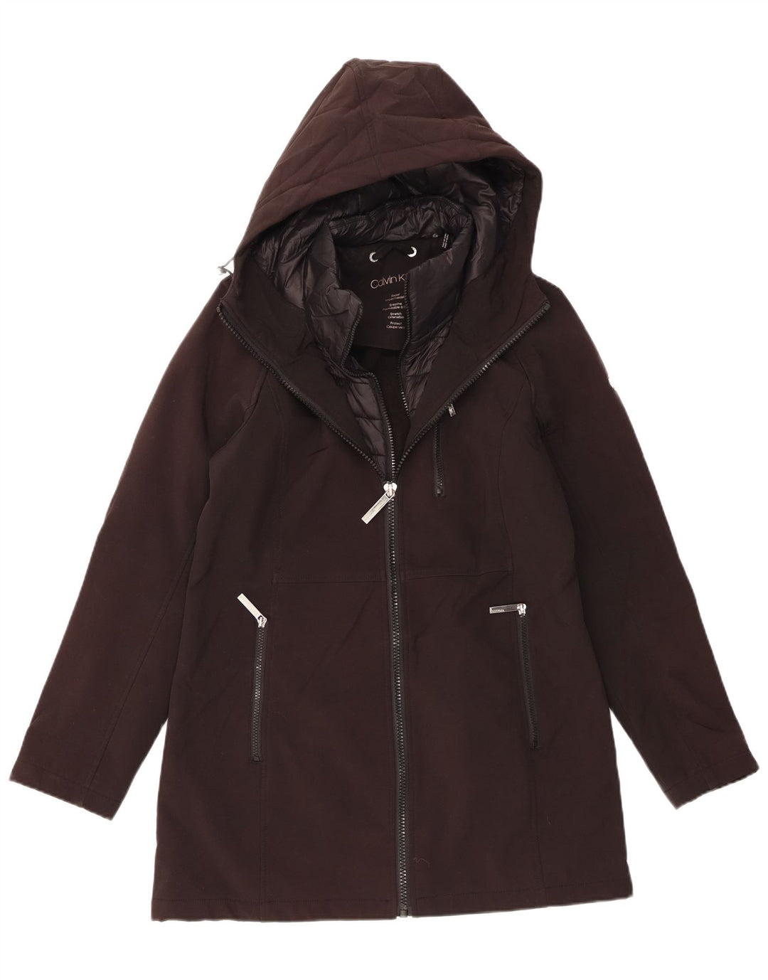 CALVIN KLEIN Womens Hooded Windbreaker Jacket UK 14 Medium Black Polyester