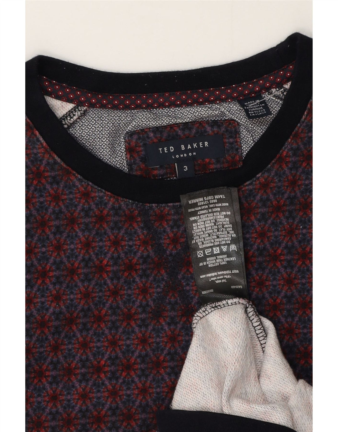 Ted Baker Mens Crew Neck Jumper Sweater Size 3 Medium Multicoloured Floral