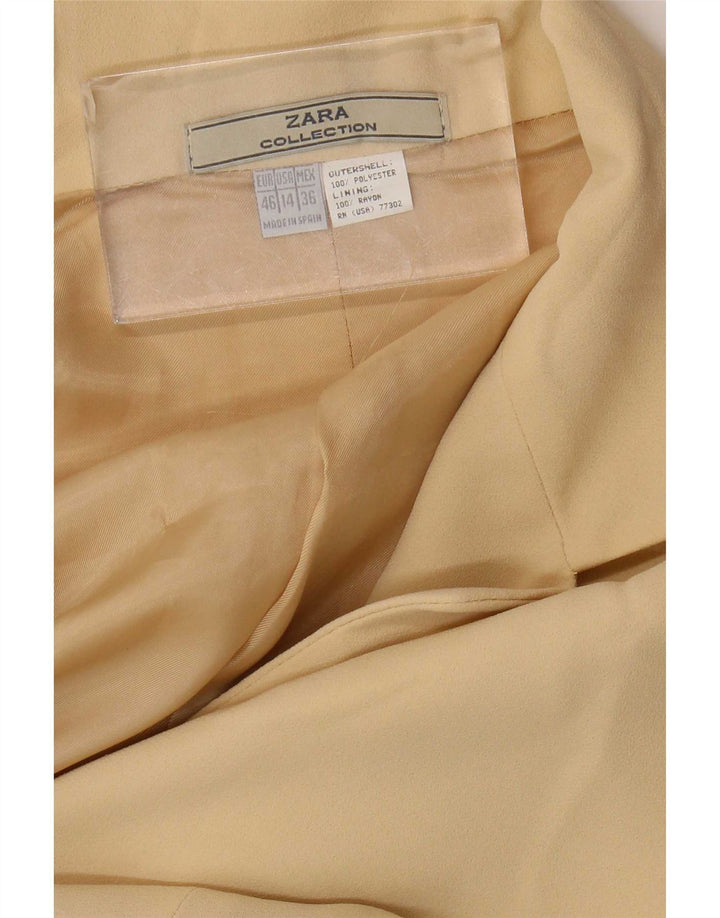 Zara Womens 2 Button Blazer Jacket US 14 XL Beige Polyester