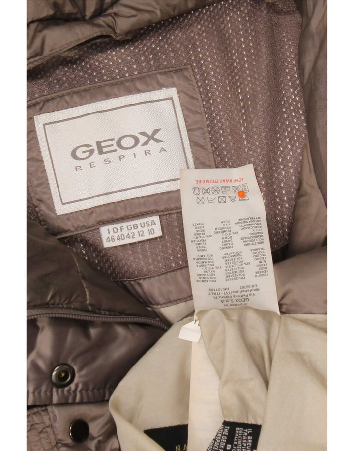 Geox Womens Respira Hooded Padded Jacket UK 12 Medium Grey Polyester