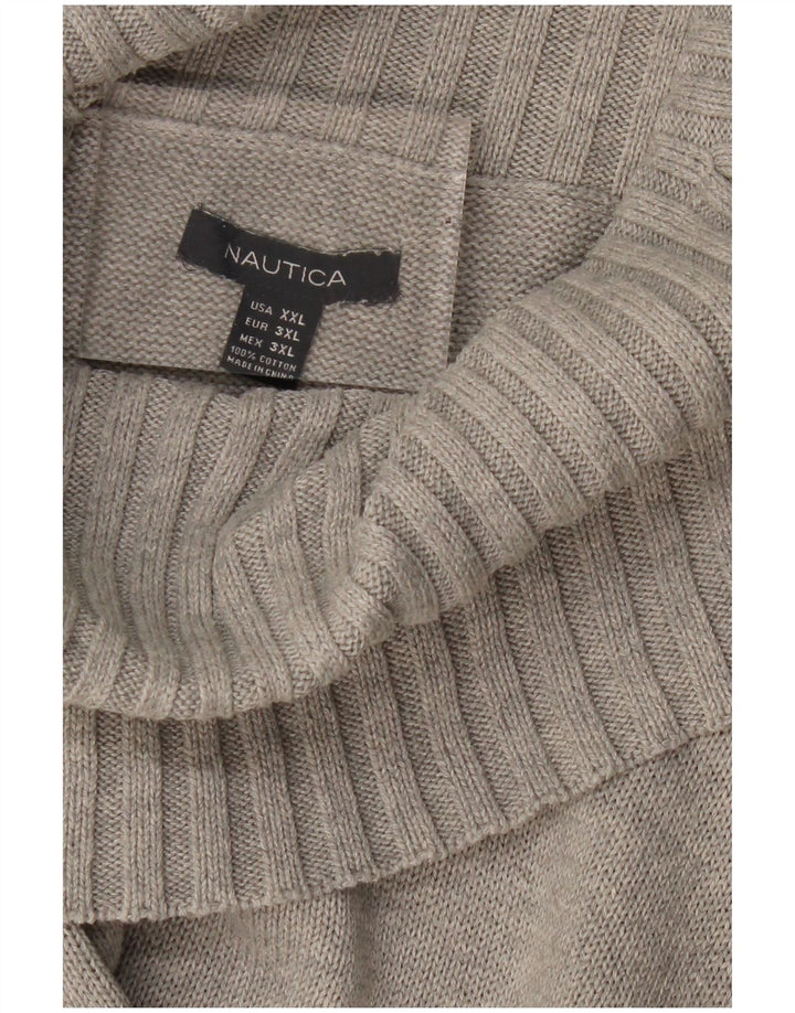 NAUTICA Womens Roll Neck Jumper Sweater UK 20 2XL Grey Cotton