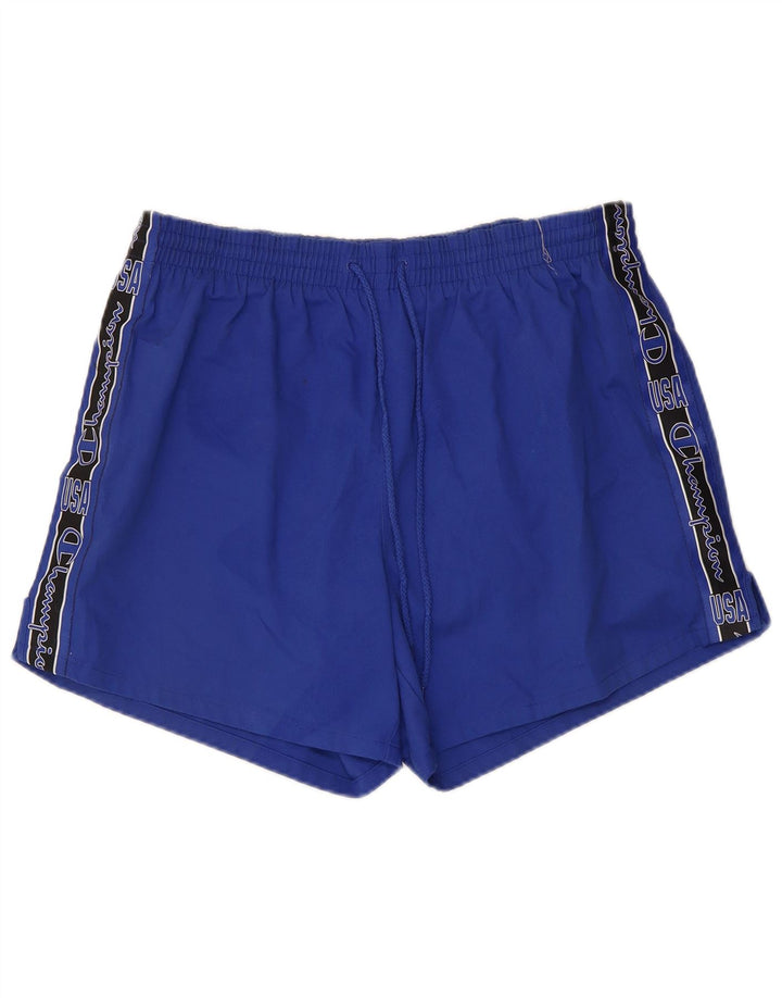 CHAMPION Mens Graphic Sport Shorts Large  Blue Polyester