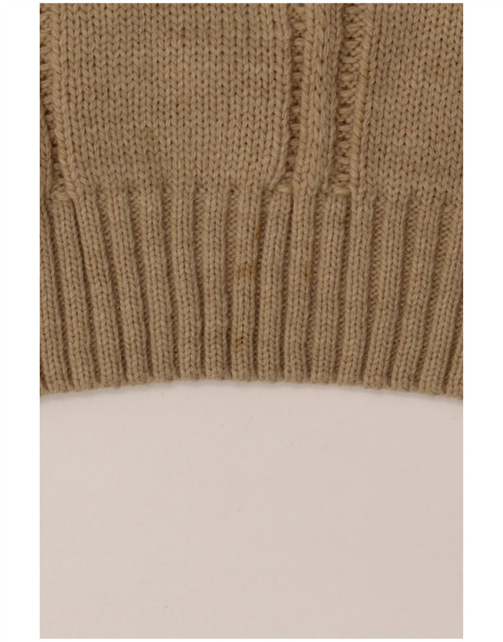 VINTAGE Mens Roll Neck Jumper Sweater IT 52 Large Beige Polyacrylic