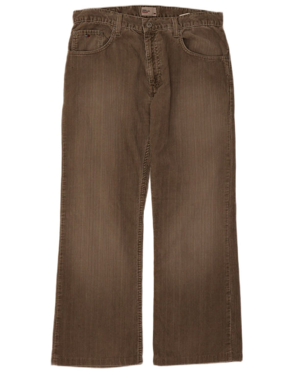 Tommy Hilfiger Mens Bootcut Corduroy Trousers W33 L28 Brown Cotton