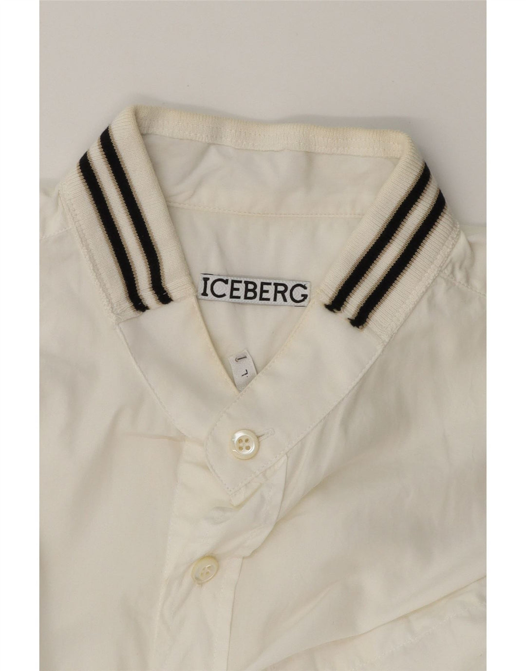 ICEBERG Mens Short Sleeve Shirt Large White Cotton Vintage Iceberg and Second-Hand Iceberg from Messina Hembry 