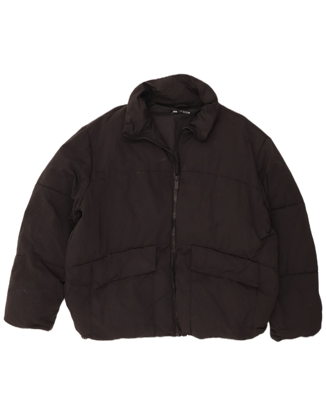 Zara Mens Padded Jacket UK 38 Medium Black Polyamide