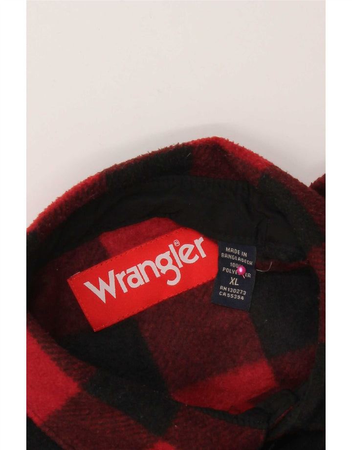 Wrangler Mens Flannel Shirt XL Red Check Polyester
