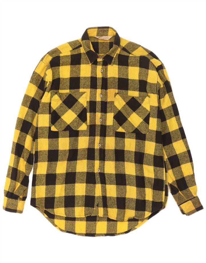 Wanted Mens Overshirt Shirt Medium Yellow Gingham Acrylic