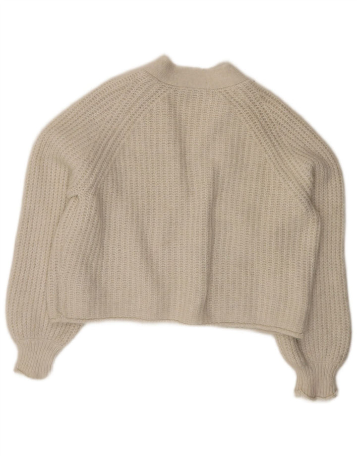 Zara Womens Crop Oversized Cardigan Sweater UK 10 Small White