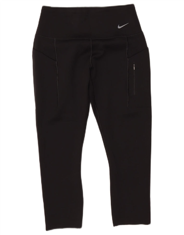 NIKE Womens Dri Fit Capri Leggings UK 12 Medium  Black