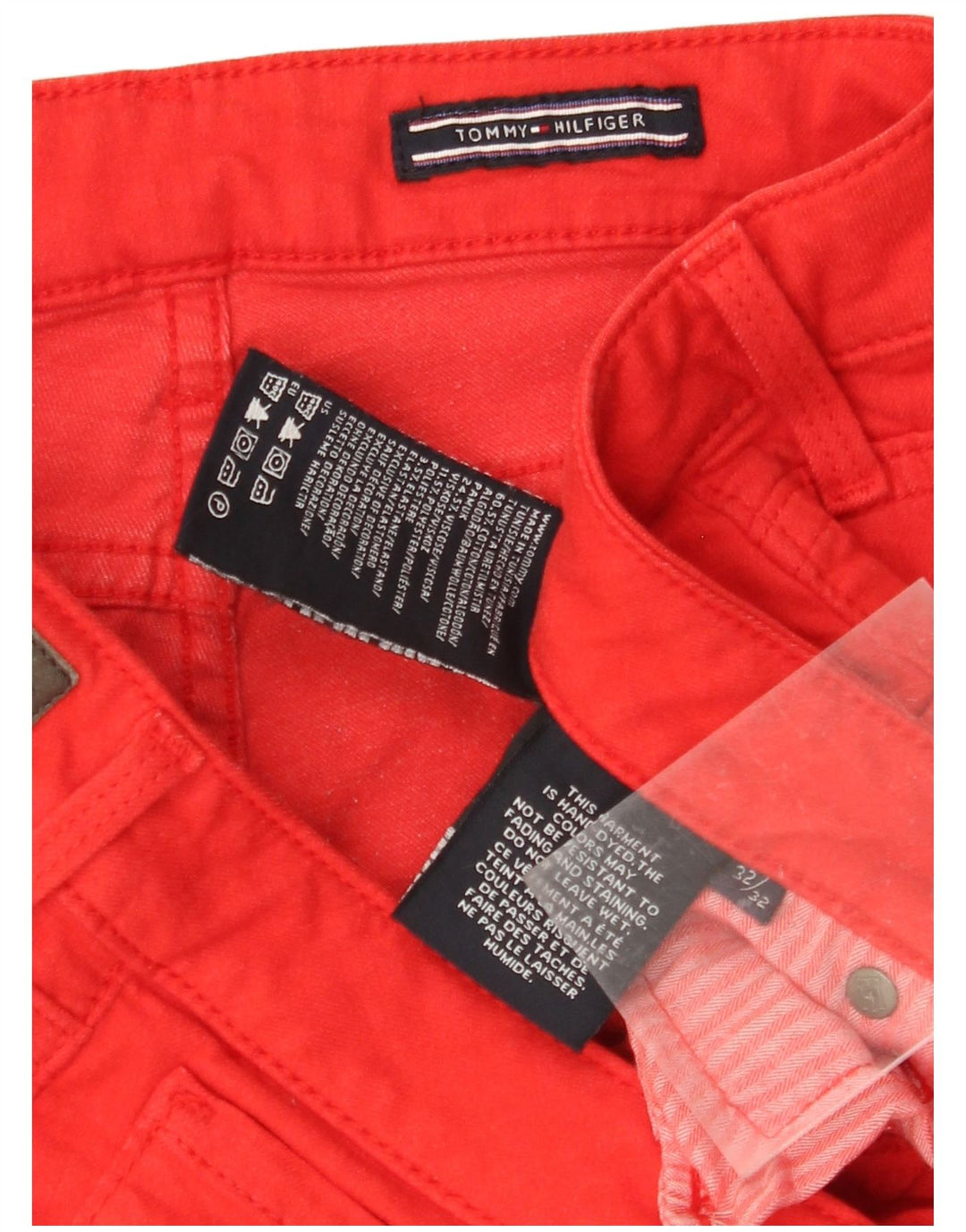 TOMMY HILFIGER Womens Skinny Casual Trousers W32 L32 Red Cotton