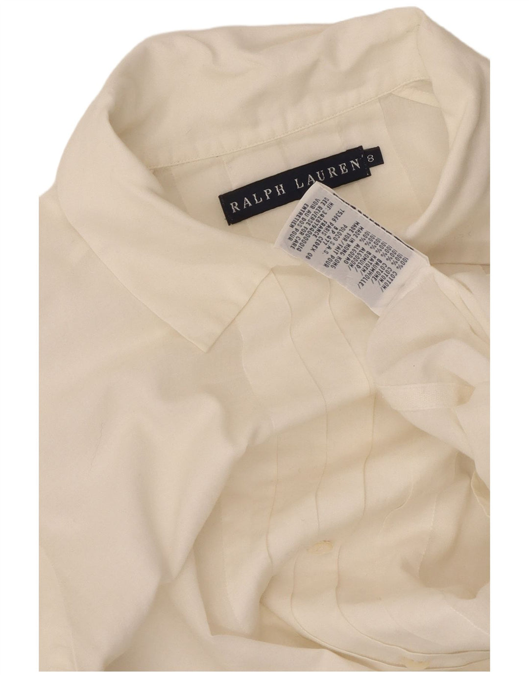 RALPH LAUREN Womens Tuxedo Shirt US 8 Medium Off White Cotton