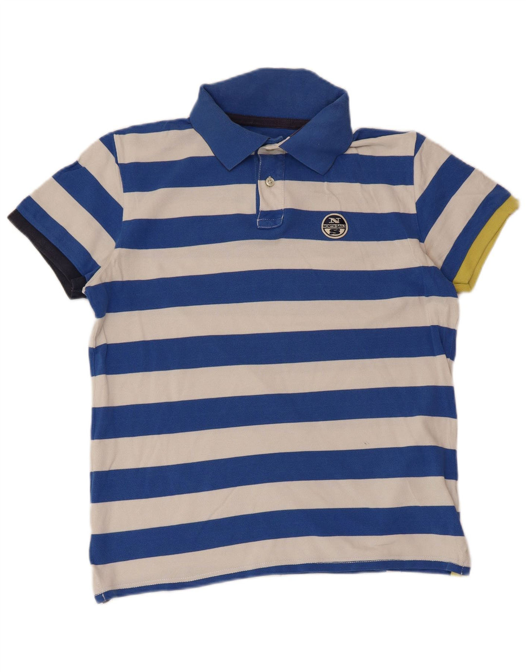 NORTH SAILS Mens Rugby Polo Shirt Large Blue Striped Cotton