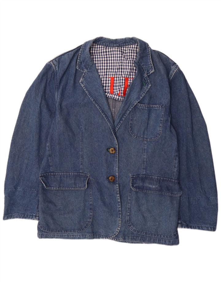 Valentino Womens Loose Fit 2 Button Denim Blazer Jacket IT 42 Medium Blue
