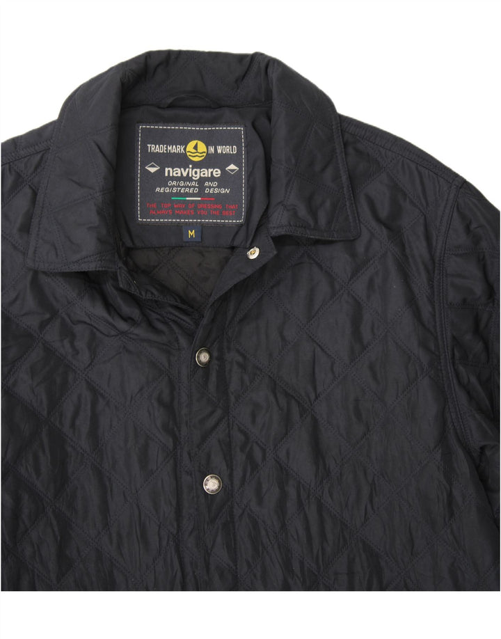 NAVIGARE Mens Quilted Jacket UK 38 Medium Navy Blue Vintage Navigare and Second-Hand Navigare from Messina Hembry 