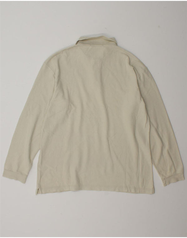 Fila Mens Long Sleeve Polo Shirt IT 50 Medium Off White Cotton