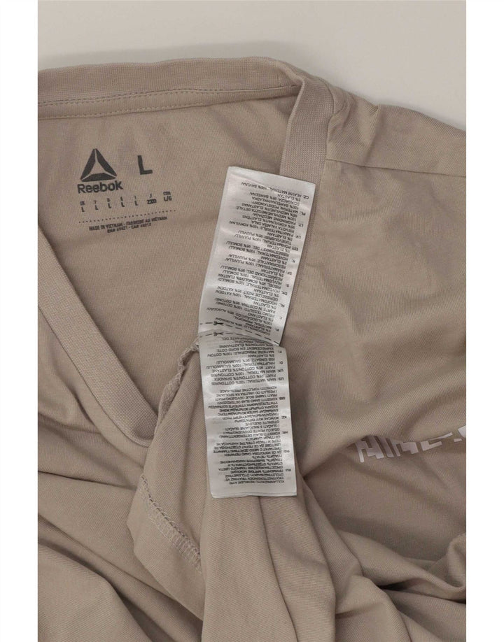 Reebok Mens Graphic Top Long Sleeve Large Grey Cotton