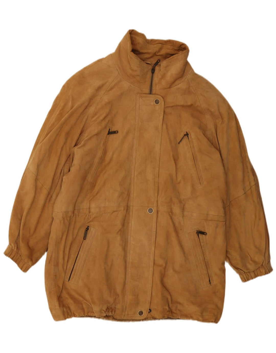 Vintage Womens Oversized Suede Overcoat EU 38 Medium Brown Leather