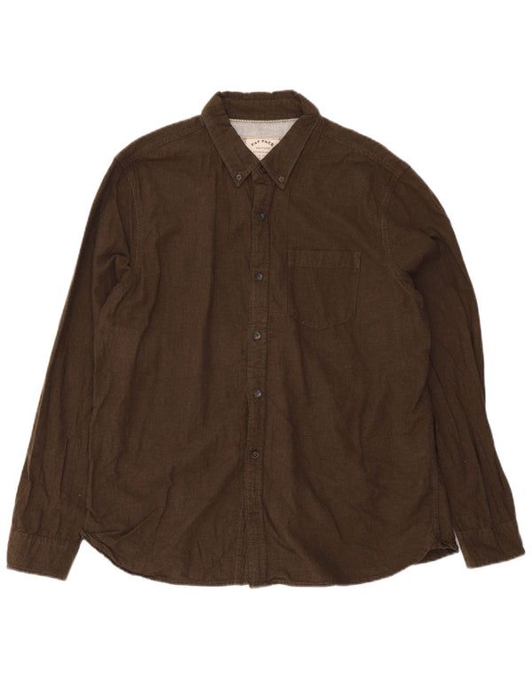 Fat Face Mens Flannel Shirt XL Khaki Houndstooth Cotton