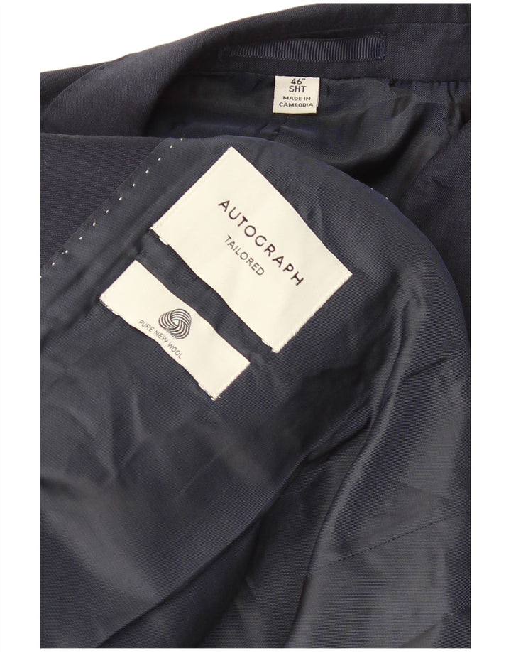 Marks & Spencer Mens Short 2 Button Blazer Jacket UK 42 XL Navy Blue
