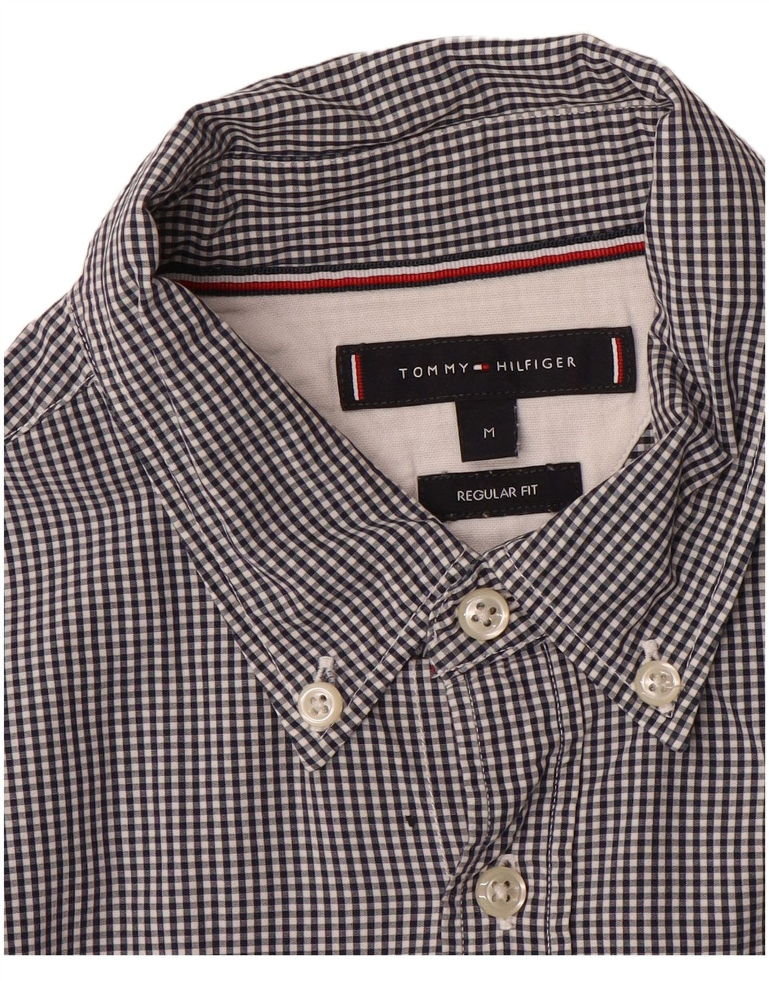 Tommy Hilfiger Mens Regular Fit Shirt Medium Black Gingham