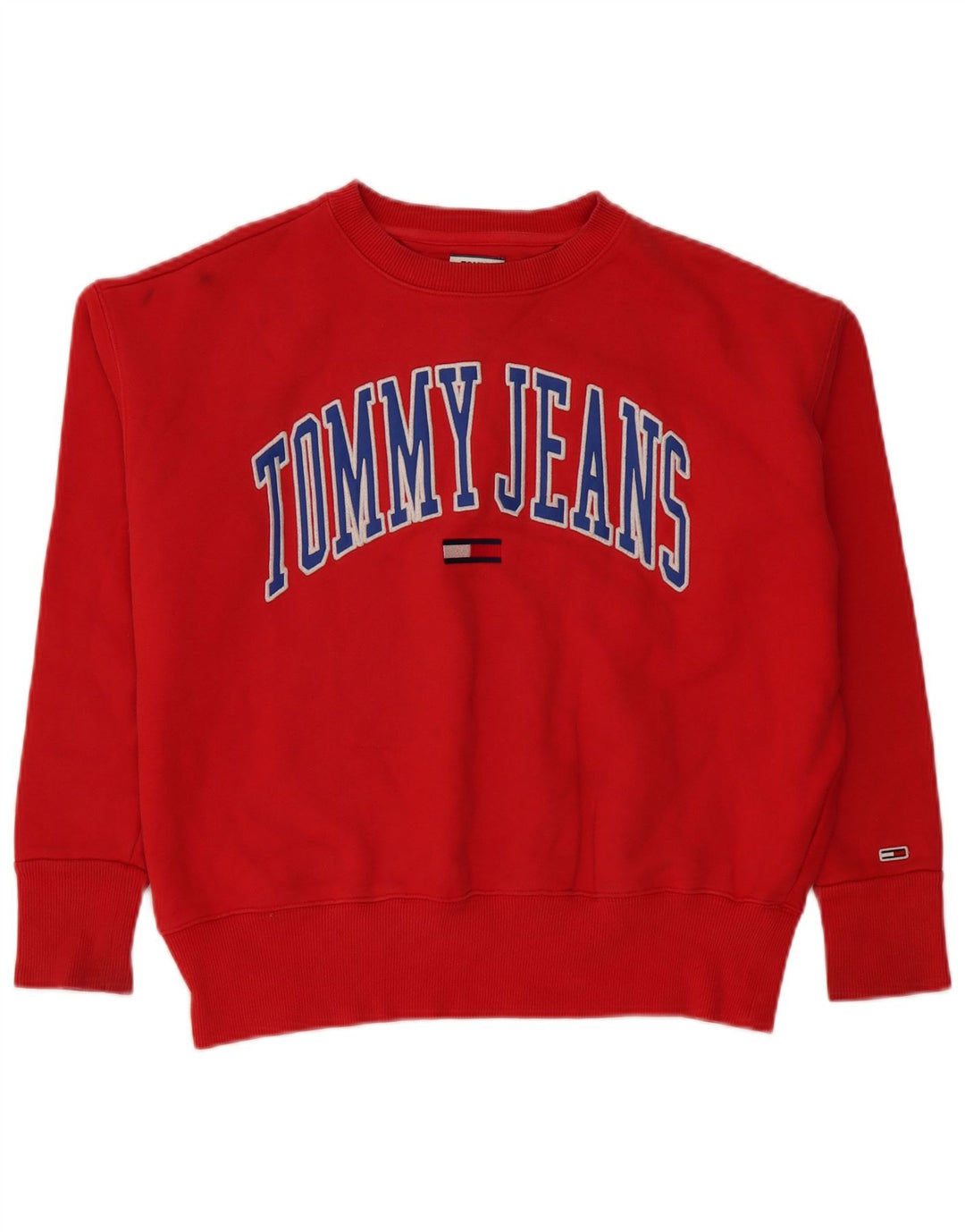 Tommy Hilfiger Womens Graphic Oversized Sweatshirt Jumper UK 14 Medium Red